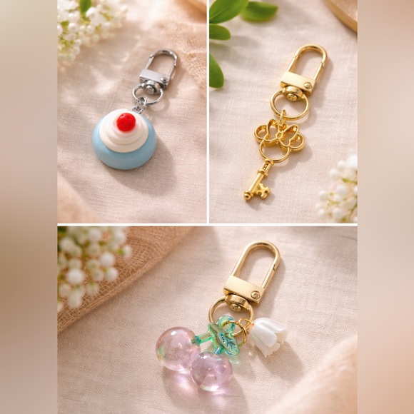 3 Handcrafted Charm Keychains Set - Picture 4 of 5